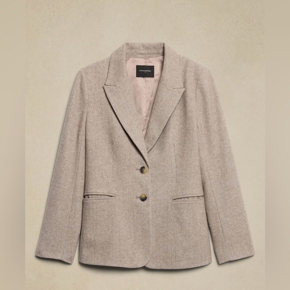 Banana Republic Factory women Wool-Blend Herringbone Blazer. Size 4. NWT! - Picture 4 of 14